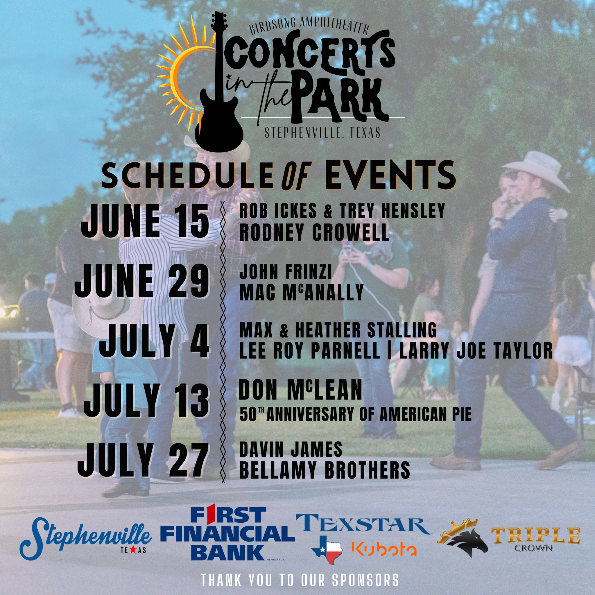 Concerts in the Park Stephenville Tourism and Visitors Bureau