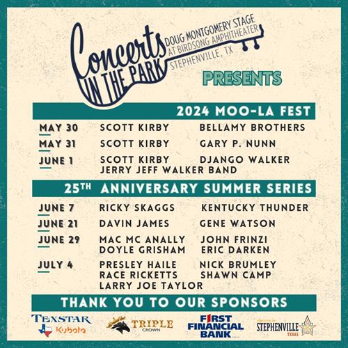 Concerts in the Park - Mac McAnally & More! - Stephenville Tourism and ...